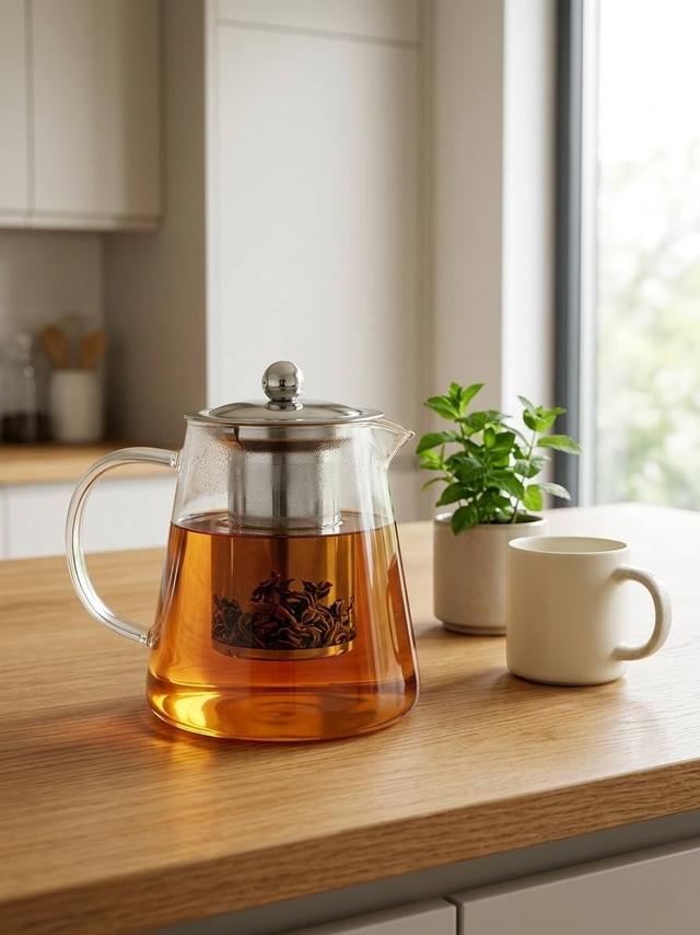 Czajnik szklany z metalowym zaparzaczem 950 ml 889-0407