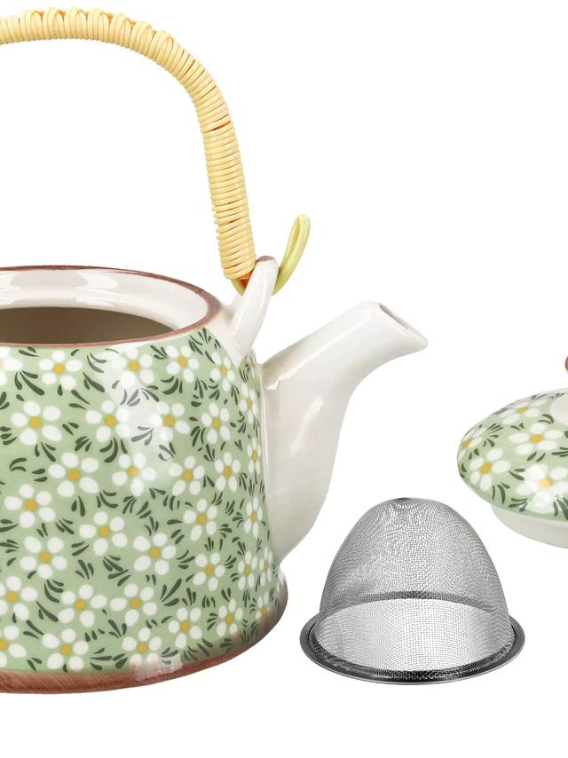 Czajnik ceramiczny z zaparzaczem z motywem kwiatowym 418-5109