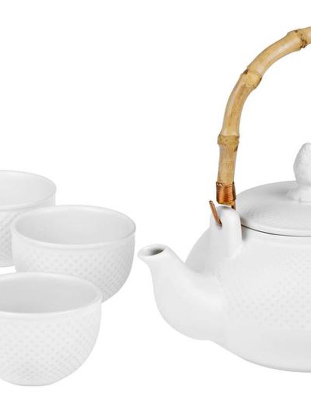 Zestaw porcelanowy Tamari -  Czajnik + 4 czarki
