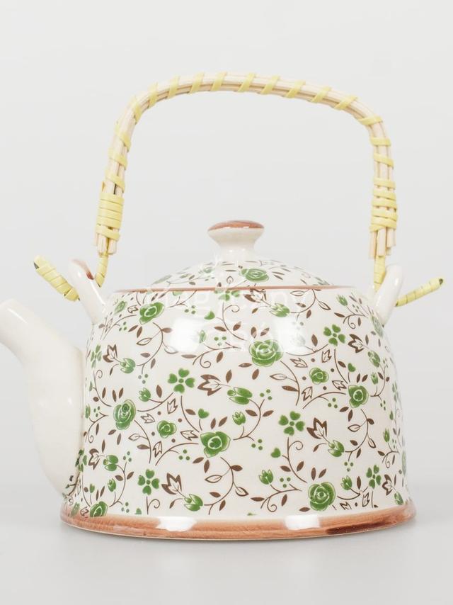 Czajnik ceramiczny z zaparzaczem z motywem kwiatowym 418-5102