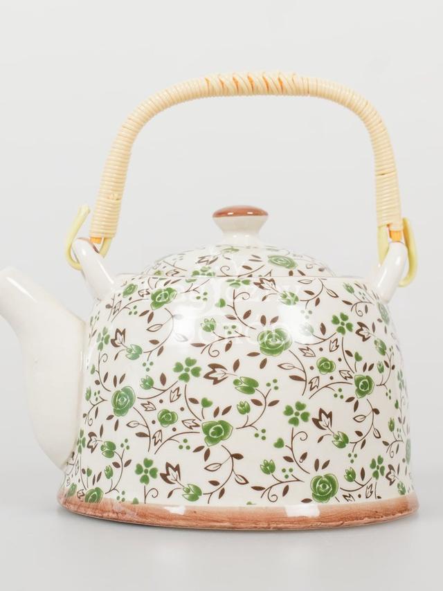 Czajnik ceramiczny z zaparzaczem z motywem kwiatowym 418-5111