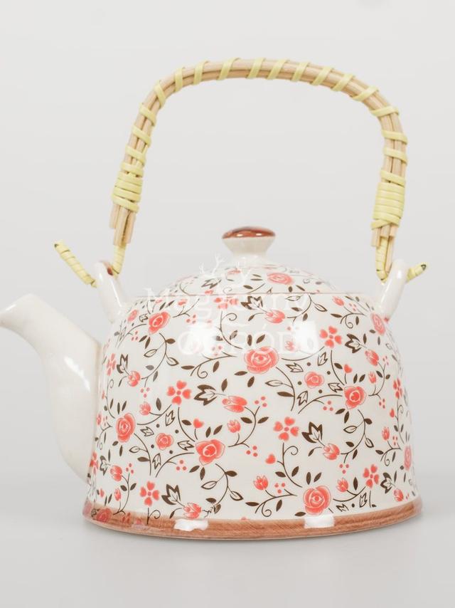Czajnik ceramiczny z zaparzaczem z motywem kwiatowym 418-5103