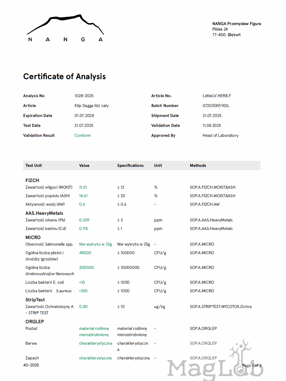 Klip dagga - liść i kwiat