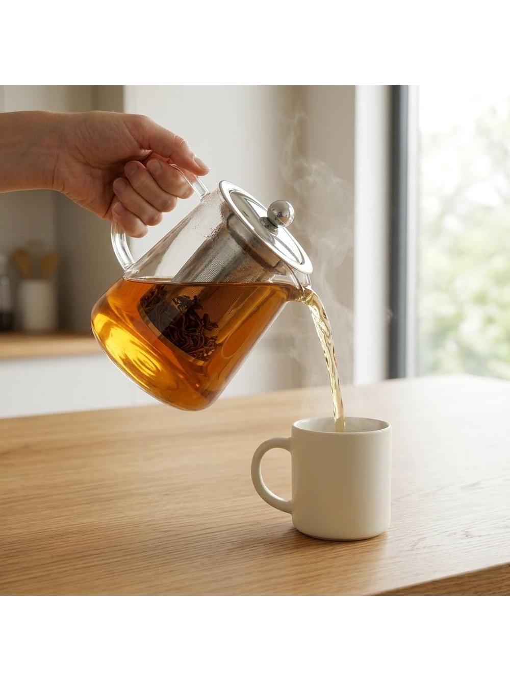 Czajnik szklany z metalowym zaparzaczem 750 ml 889-0406