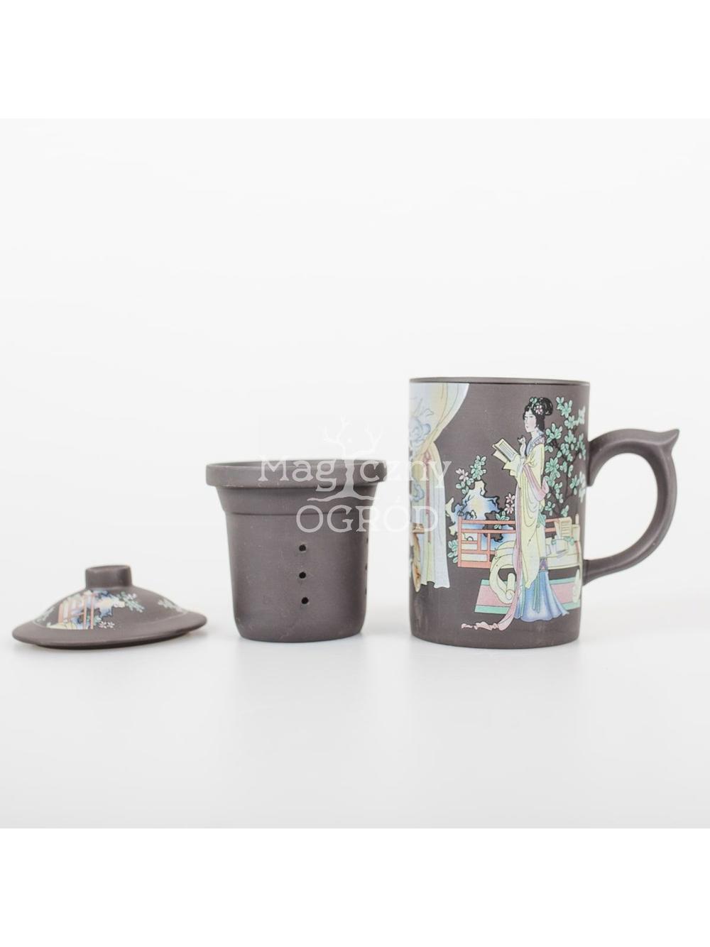 Kubek ceramiczny z zaparzaczem z motywem Gejszy