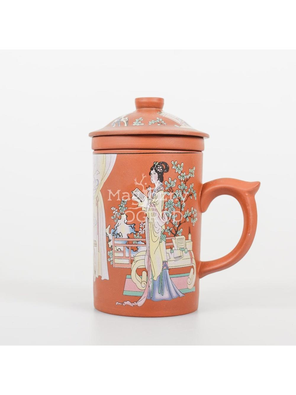 Kubek ceramiczny z zaparzaczem z motywem Gejszy