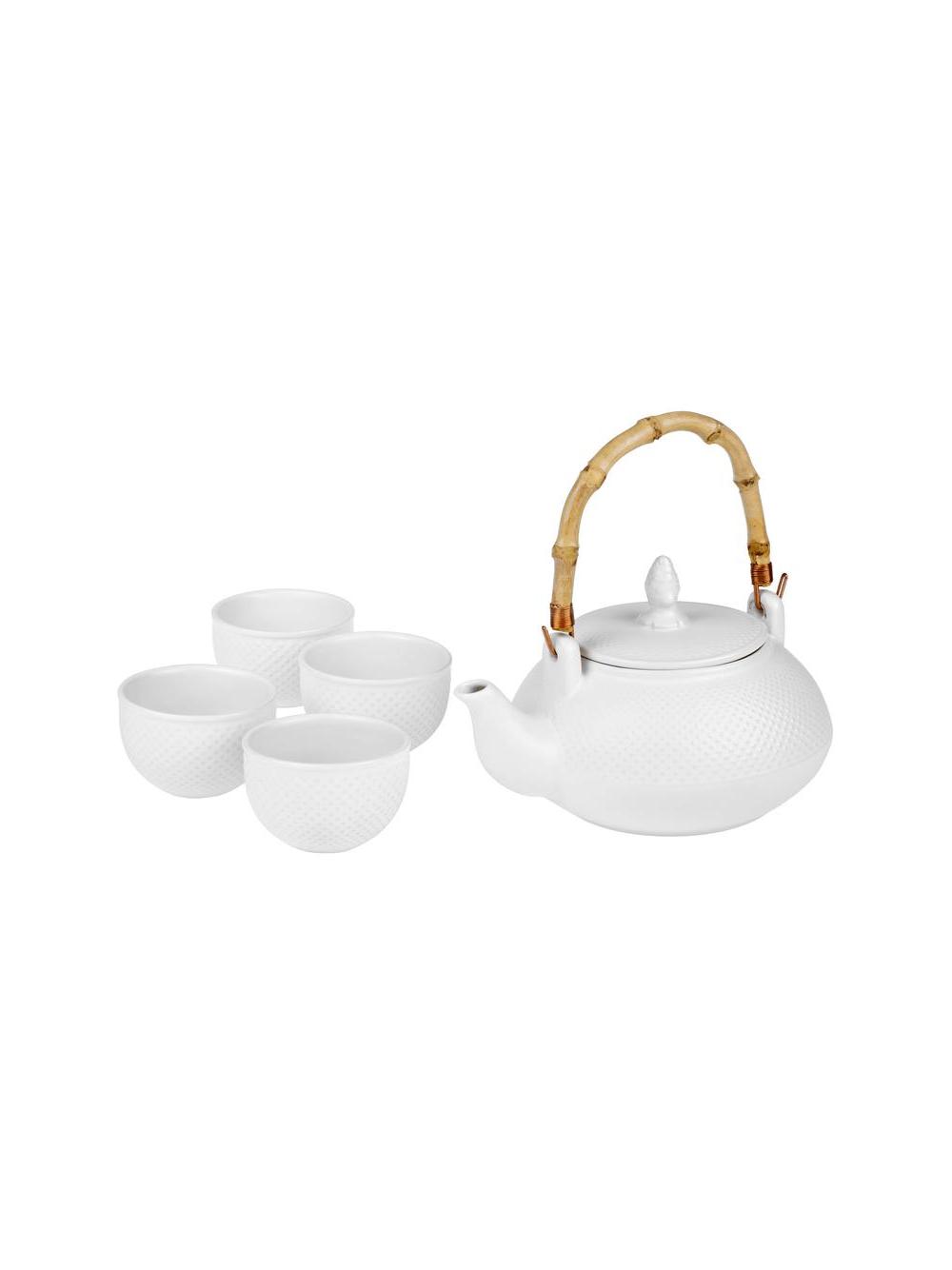 Zestaw porcelanowy Tamari -  Czajnik + 4 czarki