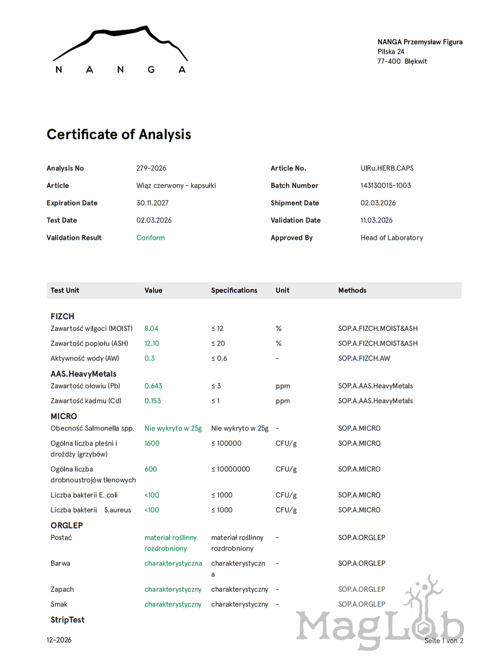 Wiąz czerwony 100 kapsułek x 400 mg