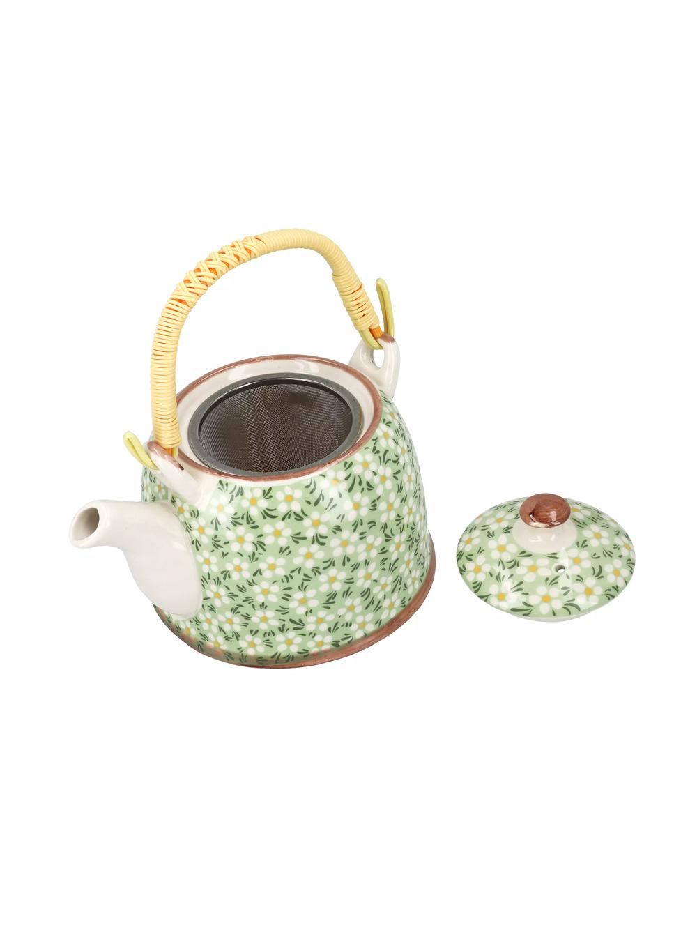 Czajnik ceramiczny z zaparzaczem z motywem kwiatowym 418-5109
