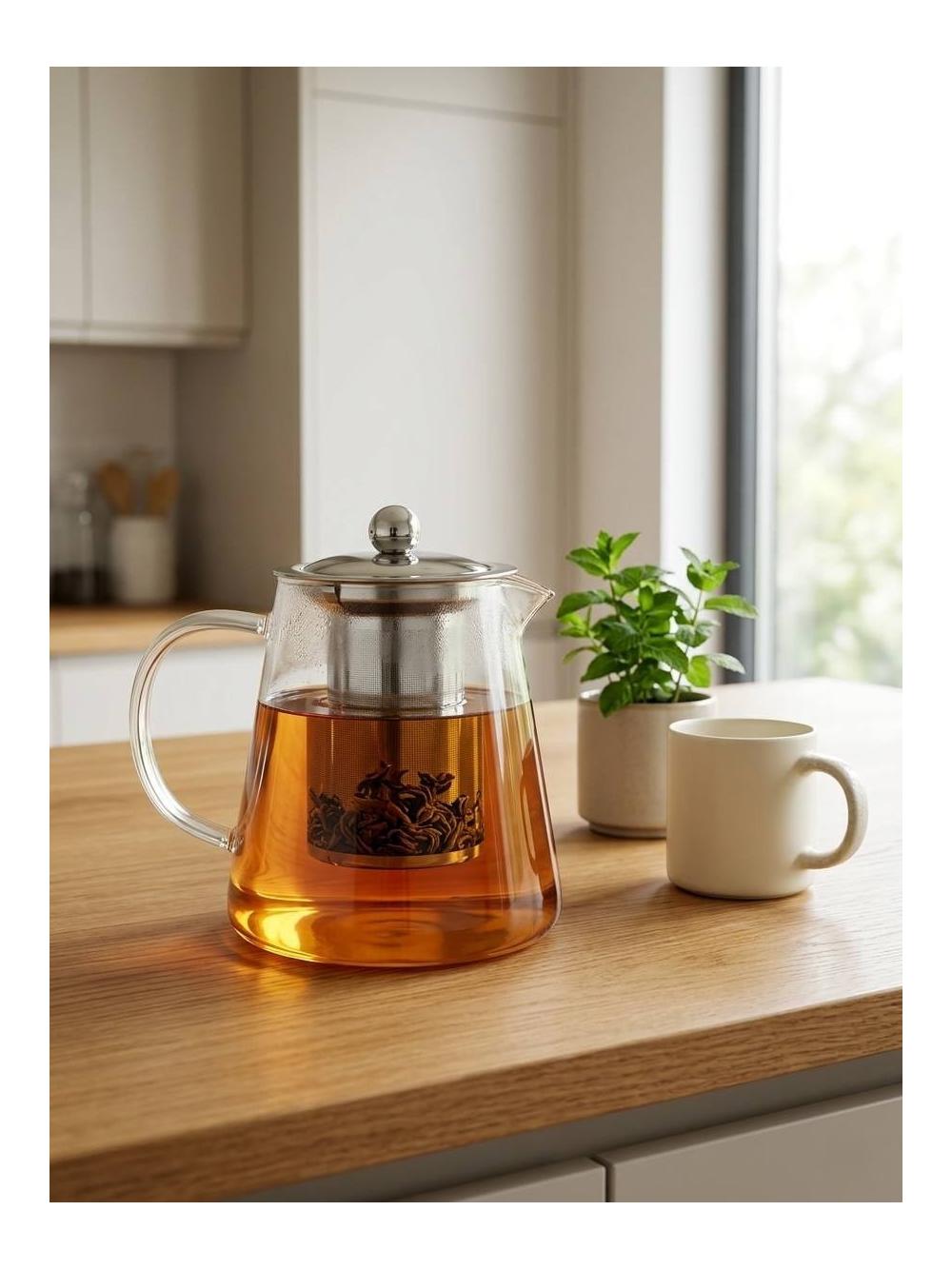 Czajnik szklany z metalowym zaparzaczem 750 ml 889-0406
