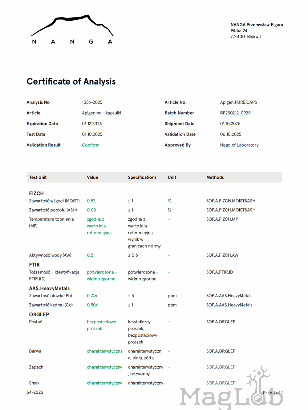 Apigenina 100 kapsułek x 100mg