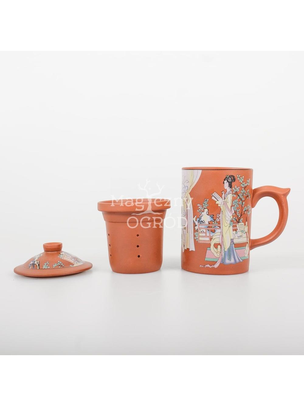 Kubek ceramiczny z zaparzaczem z motywem Gejszy