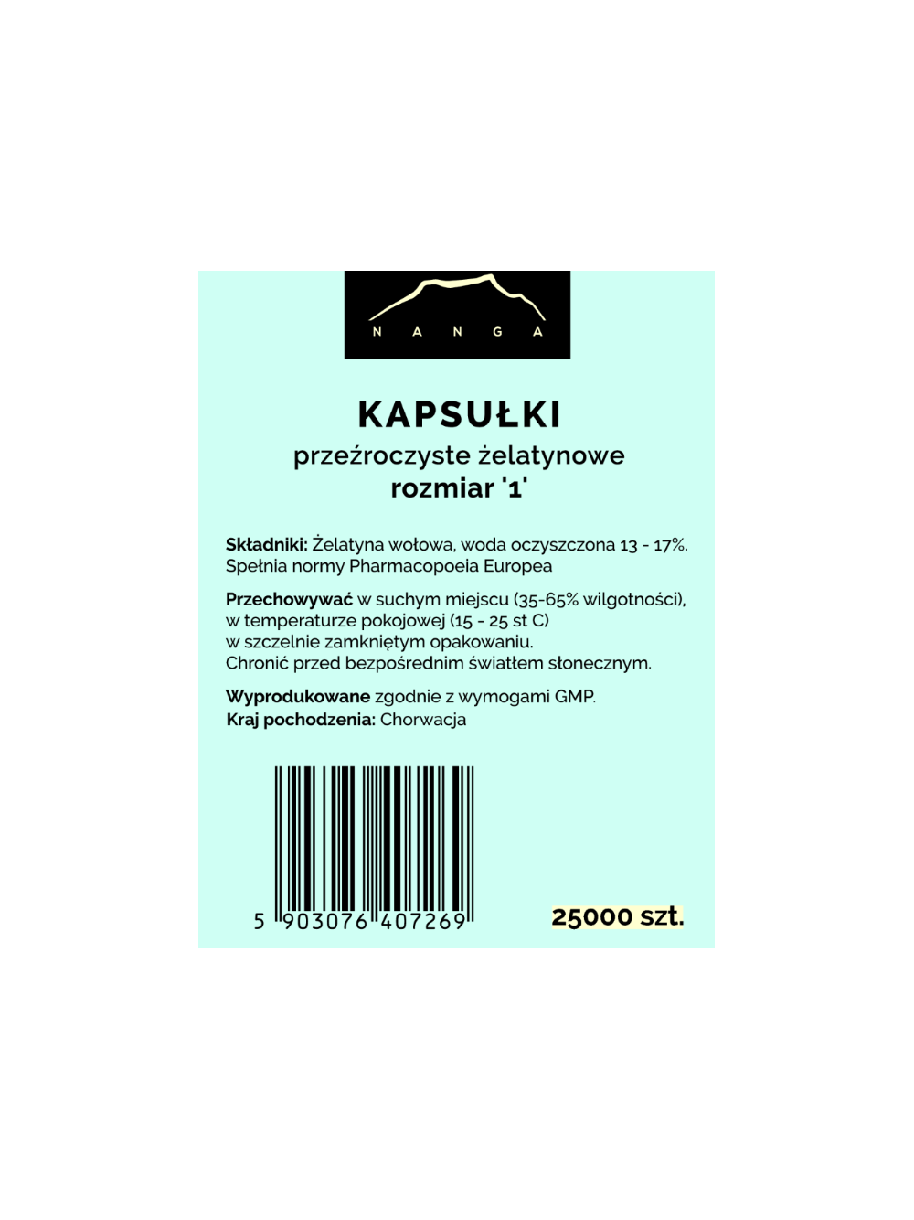 Kapsułki żelatynowe przezroczyste rozmiar 1 (małe)