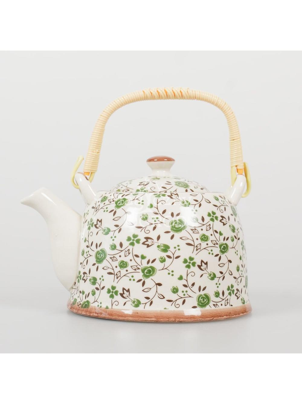 Czajnik ceramiczny z zaparzaczem z motywem kwiatowym 418-5111