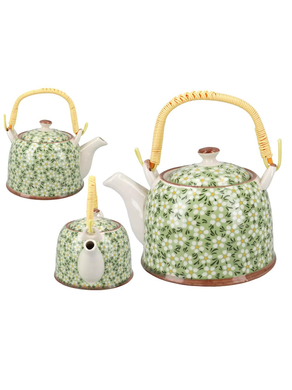 Czajnik ceramiczny z zaparzaczem z motywem kwiatowym 418-5109