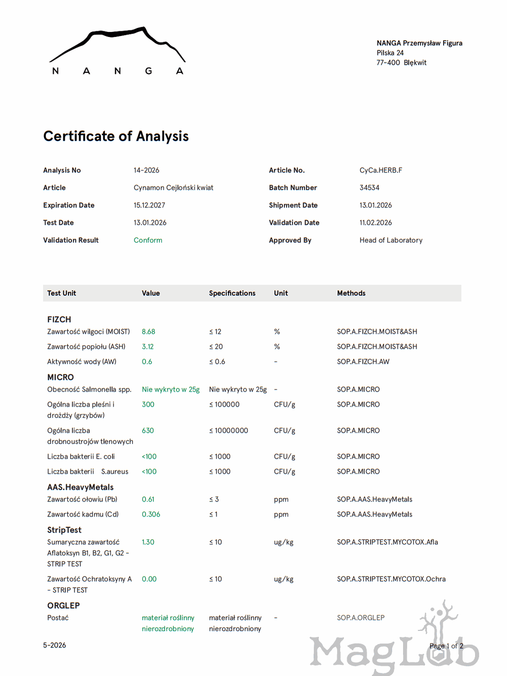 Cynamon cejloński kwiat