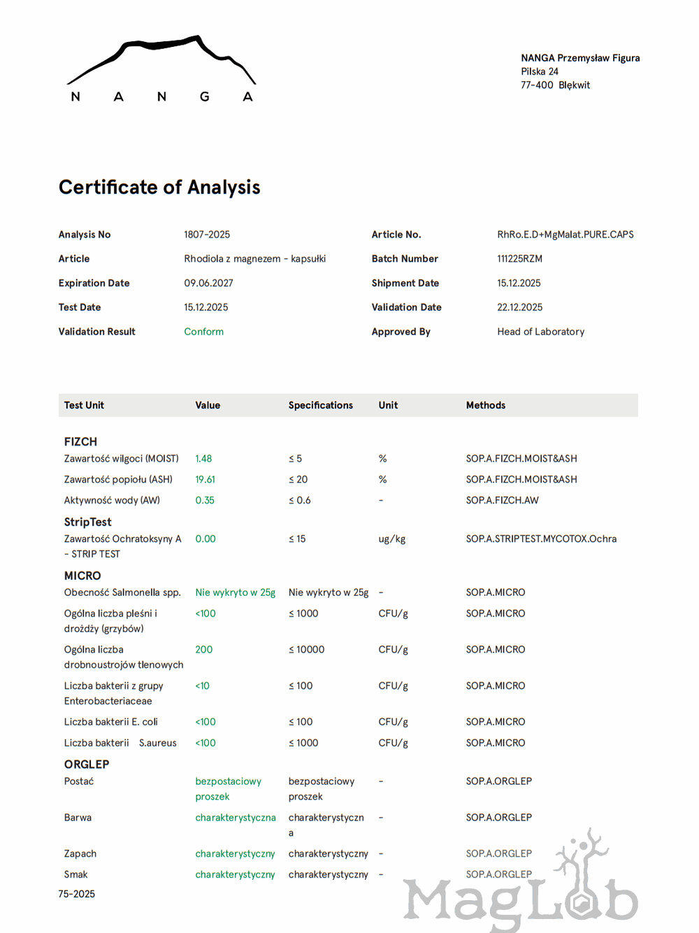 Rhodiola z magnezem kapsułki  x 550 mg