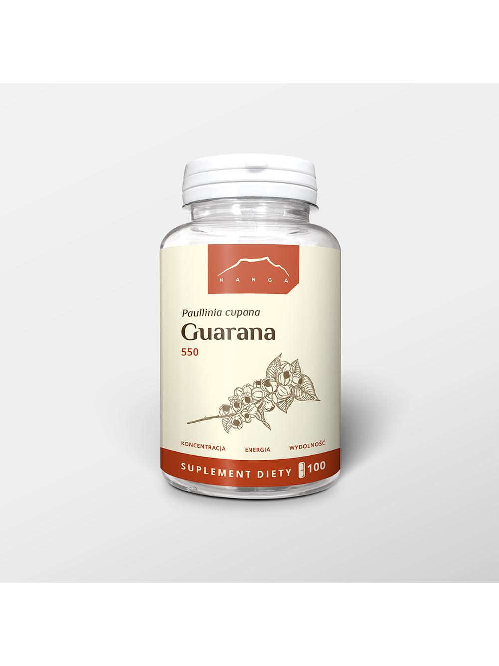 Guarana 22% ekstrakt 100 kapsułek x 550mg
