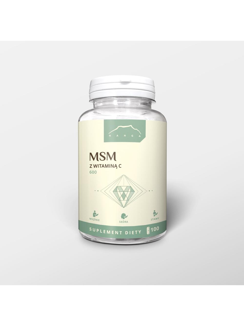 MSM z witaminą C 100 kapsułek x 600 mg