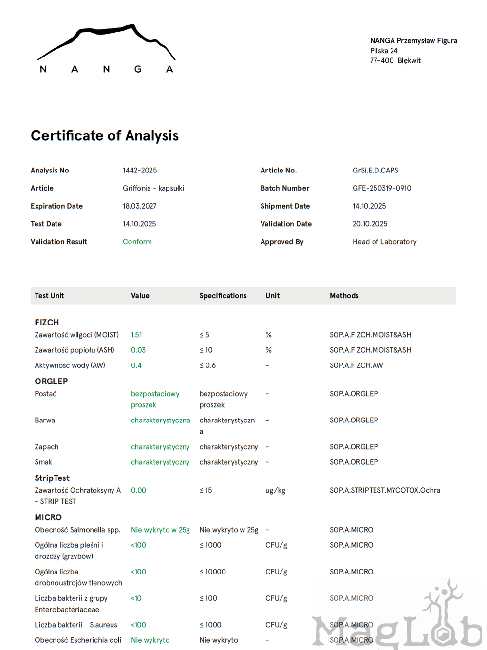 5-HTP - Griffonia ekstrakt x 250mg