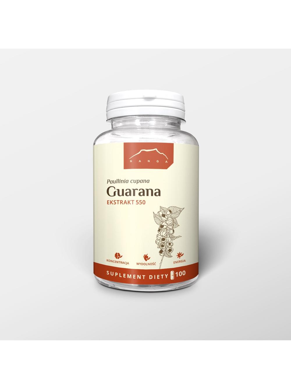 Guarana 22% ekstrakt 100 kapsułek x 550mg