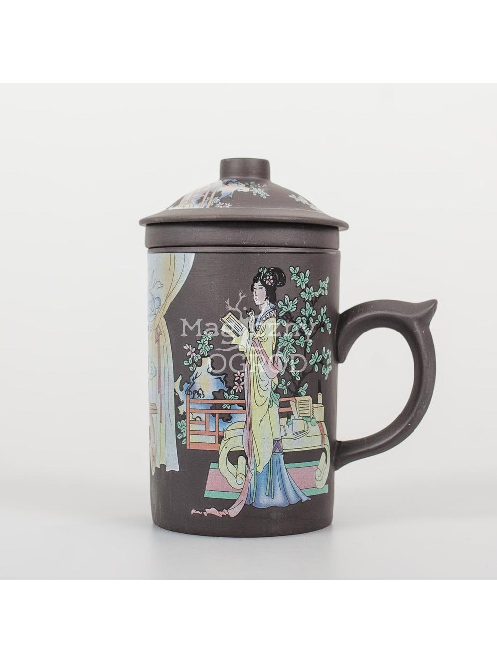 Kubek ceramiczny z zaparzaczem z motywem Gejszy