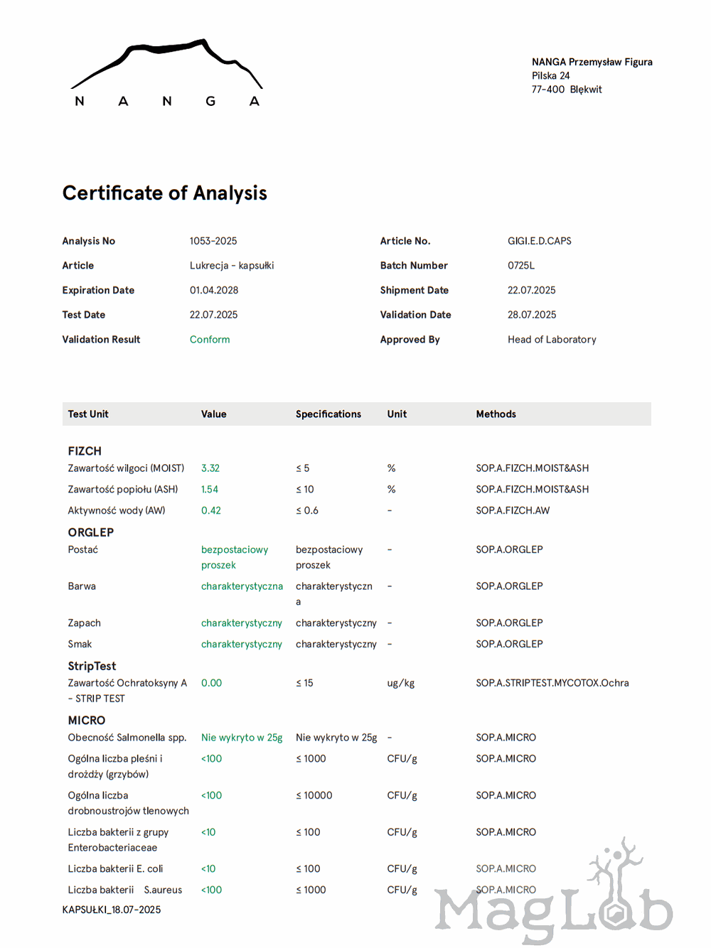 Lukrecja ekstrakt 100 kapsułek x 400 mg