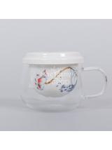 Kubek szklany z porcelanowym zaparzaczem
