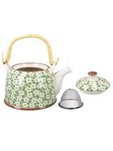 Czajnik ceramiczny z zaparzaczem z motywem kwiatowym 418-5109