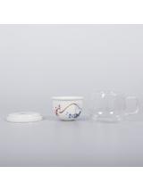 Kubek szklany z porcelanowym zaparzaczem