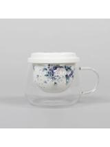 Kubek szklany z porcelanowym zaparzaczem