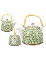 Czajnik ceramiczny z zaparzaczem z motywem kwiatowym 418-5109